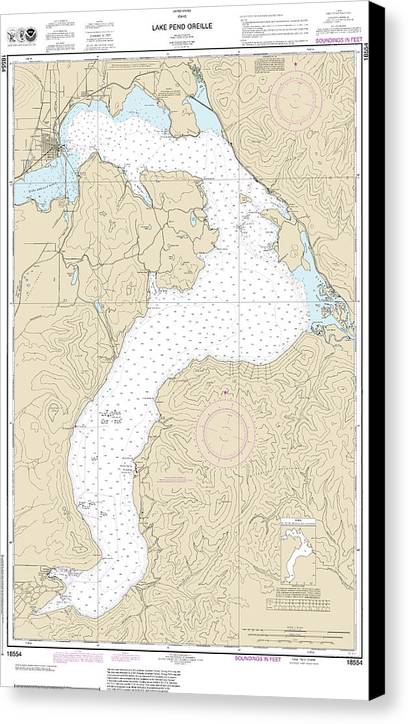 Nautical Chart-18554 Lake Pend Oreille - Canvas Print