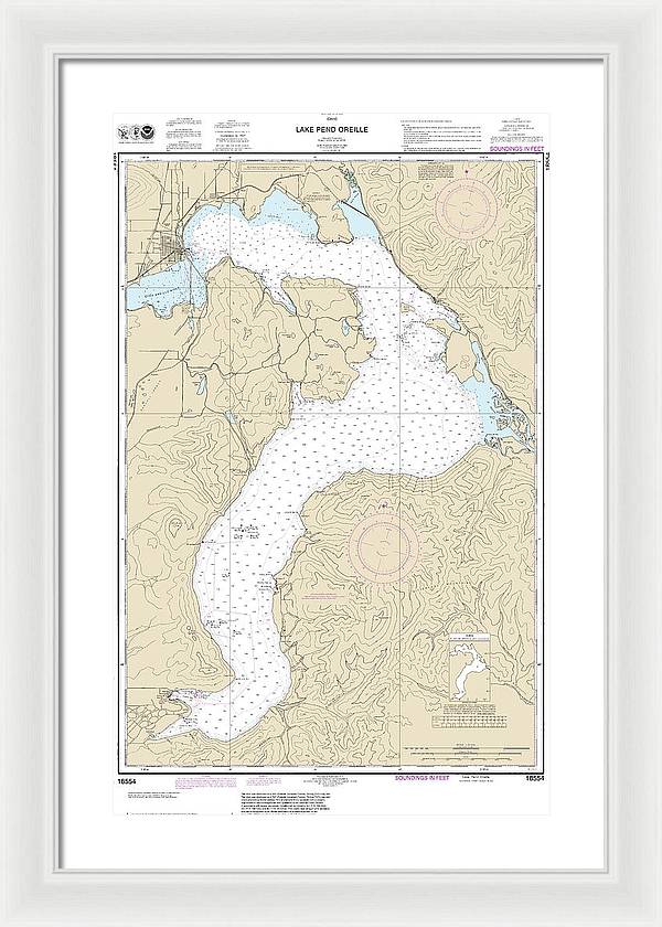 Nautical Chart-18554 Lake Pend Oreille - Framed Print