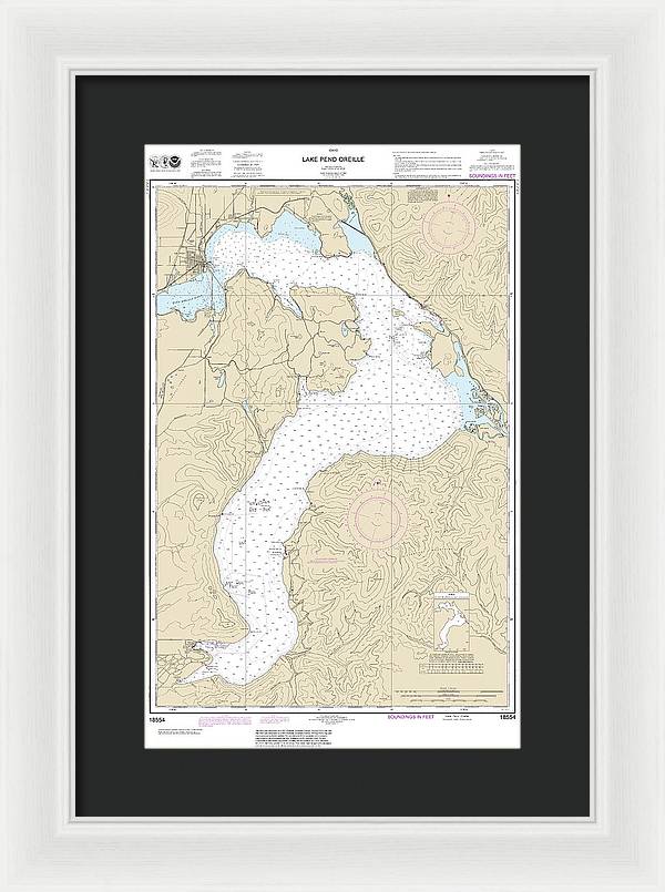 Nautical Chart-18554 Lake Pend Oreille - Framed Print