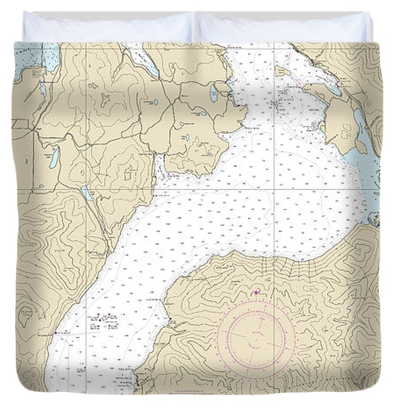 Nautical Chart 18554 Lake Pend Oreille Duvet Cover