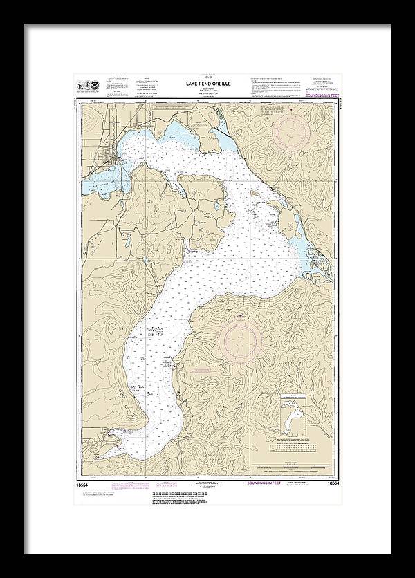 Nautical Chart-18554 Lake Pend Oreille - Framed Print