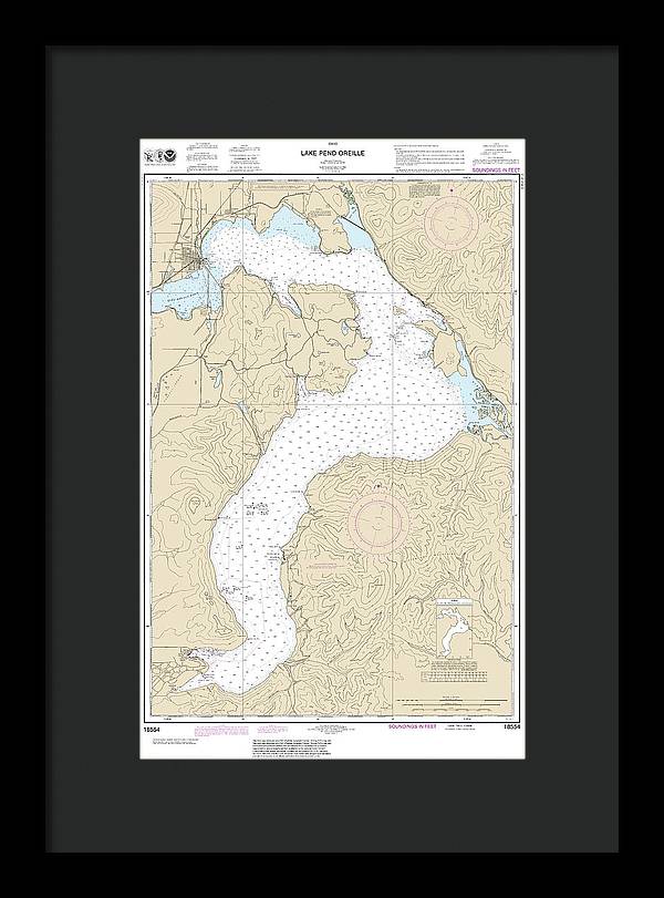 Nautical Chart-18554 Lake Pend Oreille - Framed Print