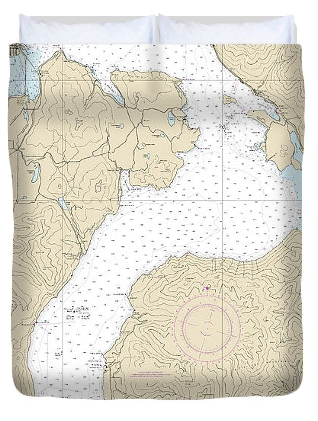 Nautical Chart-18554 Lake Pend Oreille - Duvet Cover