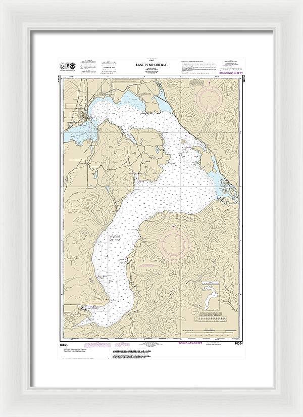 Nautical Chart-18554 Lake Pend Oreille - Framed Print