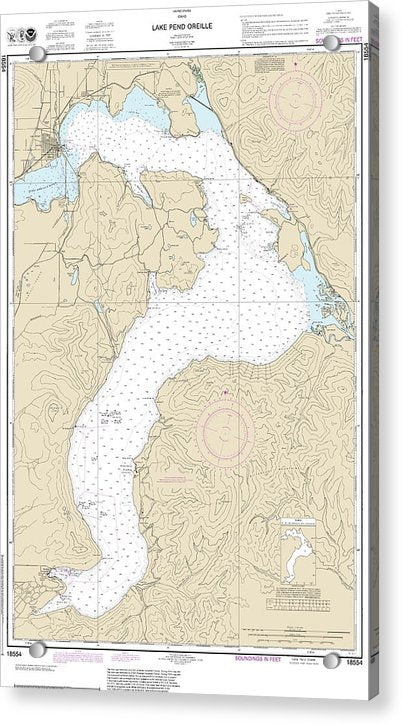 Nautical Chart-18554 Lake Pend Oreille - Acrylic Print