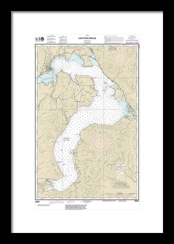 Nautical Chart-18554 Lake Pend Oreille - Framed Print