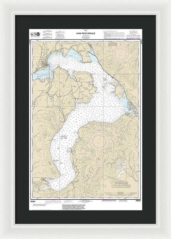 Nautical Chart-18554 Lake Pend Oreille - Framed Print