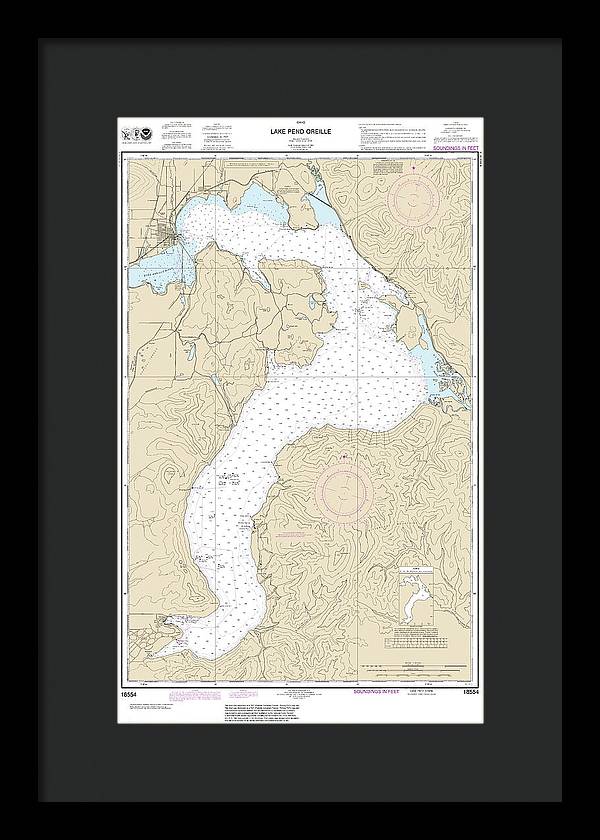 Nautical Chart-18554 Lake Pend Oreille - Framed Print