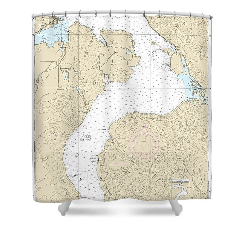 Nautical Chart 18554 Lake Pend Oreille Shower Curtain