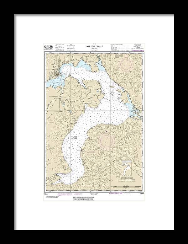 Nautical Chart-18554 Lake Pend Oreille - Framed Print