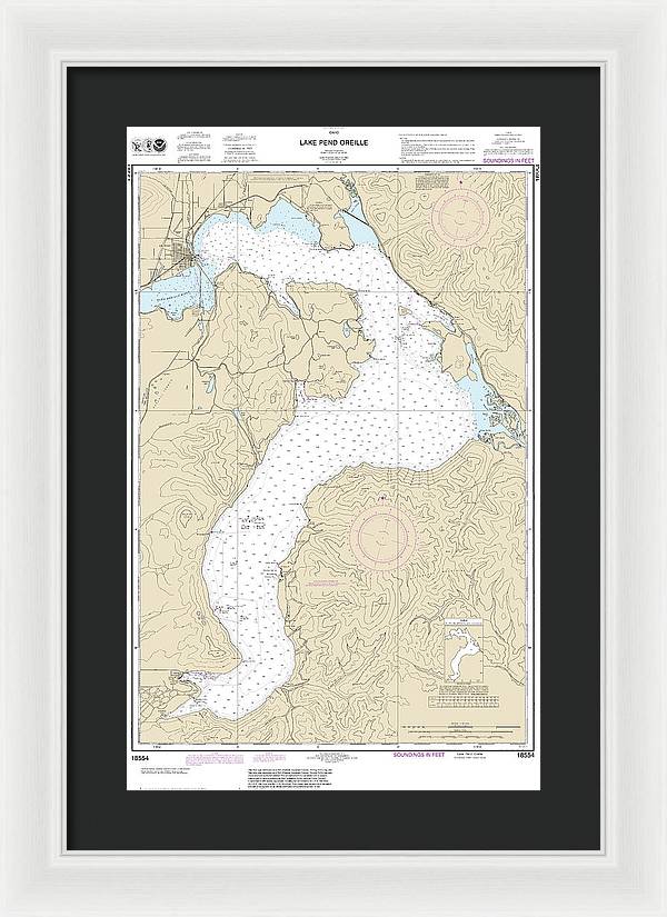 Nautical Chart-18554 Lake Pend Oreille - Framed Print