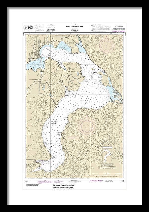 Nautical Chart-18554 Lake Pend Oreille - Framed Print