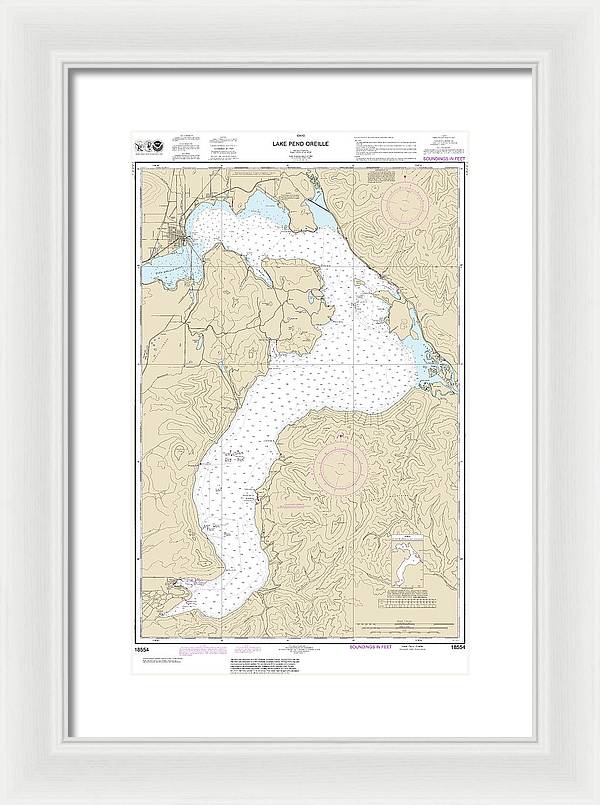 Nautical Chart-18554 Lake Pend Oreille - Framed Print