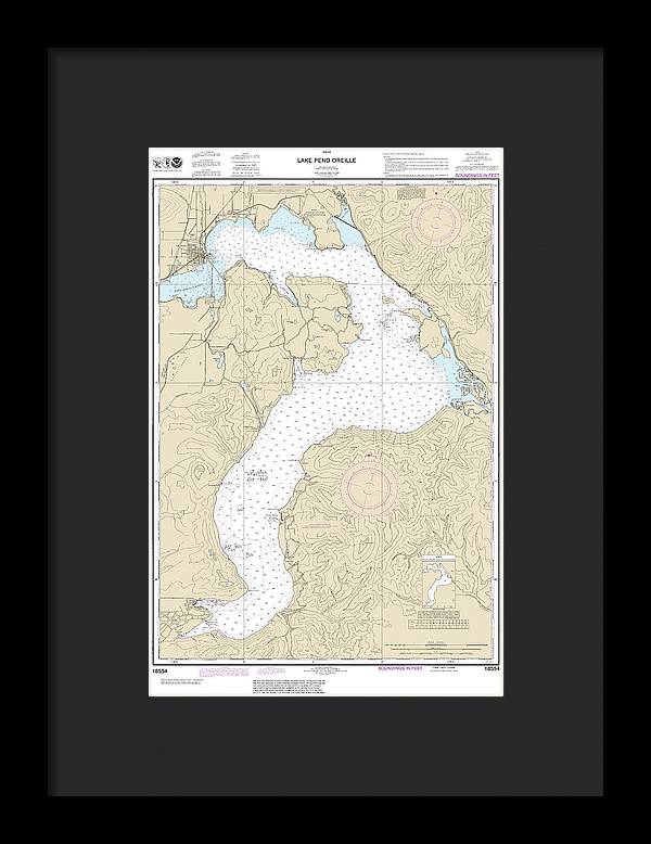 Nautical Chart-18554 Lake Pend Oreille - Framed Print