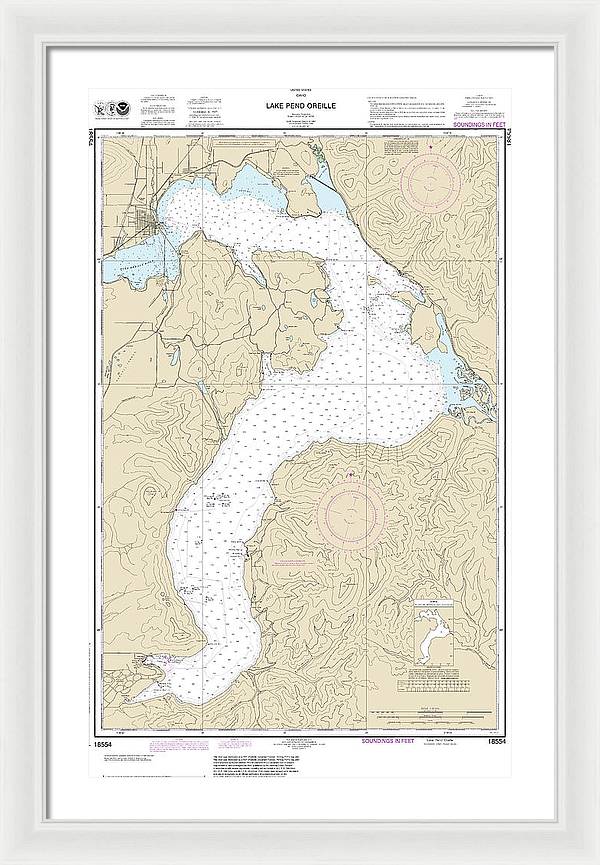 Nautical Chart-18554 Lake Pend Oreille - Framed Print