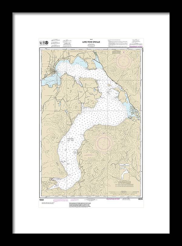 Nautical Chart-18554 Lake Pend Oreille - Framed Print