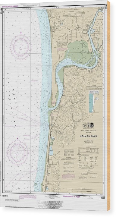 Nautical Chart-18556 Nehalem River Wood Print