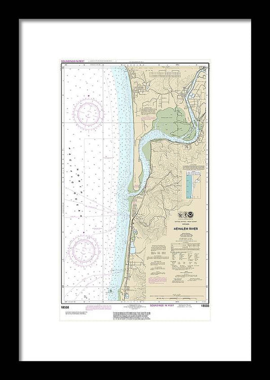 A beuatiful Framed Print of the Nautical Chart-18556 Nehalem River by SeaKoast
