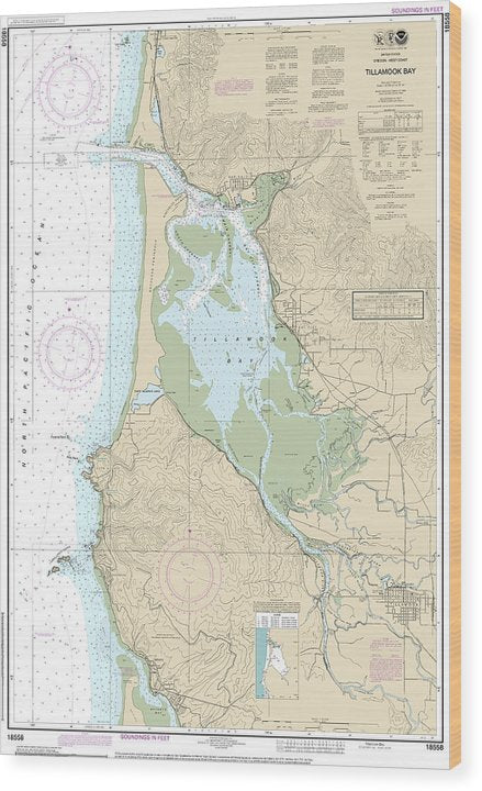 Nautical Chart-18558 Tillamook Bay Wood Print