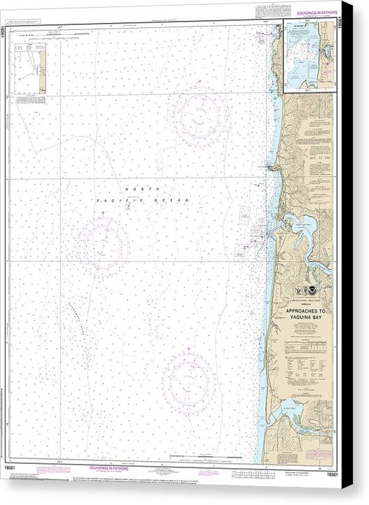 Nautical Chart-18561 Approaches-yaquina Bay, Depoe Bay - Canvas Print