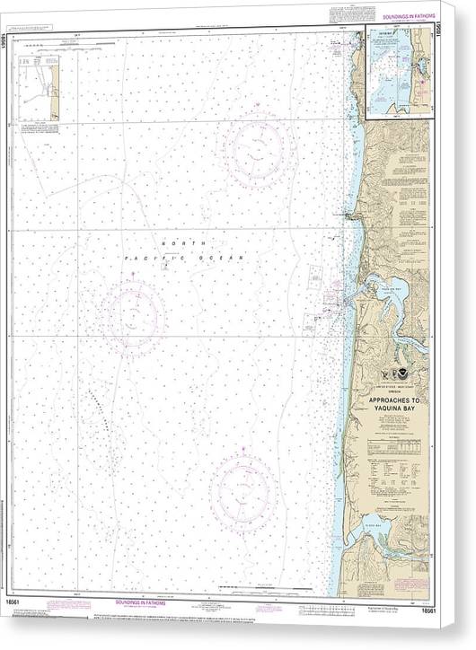 Nautical Chart-18561 Approaches-yaquina Bay, Depoe Bay - Canvas Print