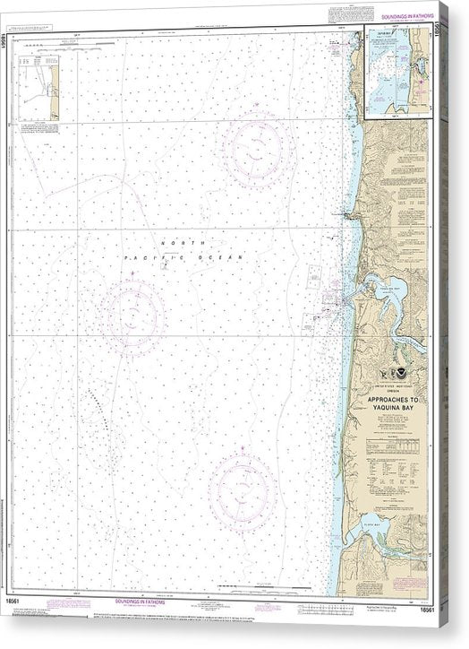 Nautical Chart-18561 Approaches-Yaquina Bay, Depoe Bay  Acrylic Print