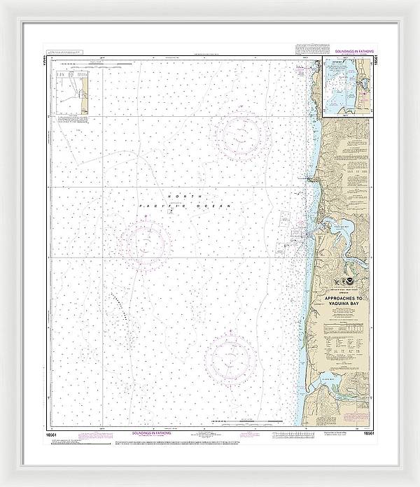 Nautical Chart-18561 Approaches-yaquina Bay, Depoe Bay - Framed Print