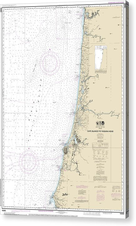 Nautical Chart-18580 Cape Blanco-Yaquina Head  Acrylic Print