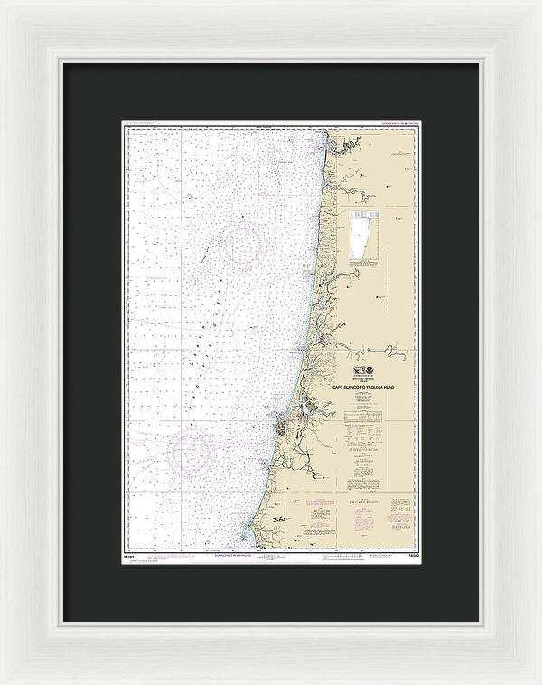Nautical Chart-18580 Cape Blanco-yaquina Head - Framed Print