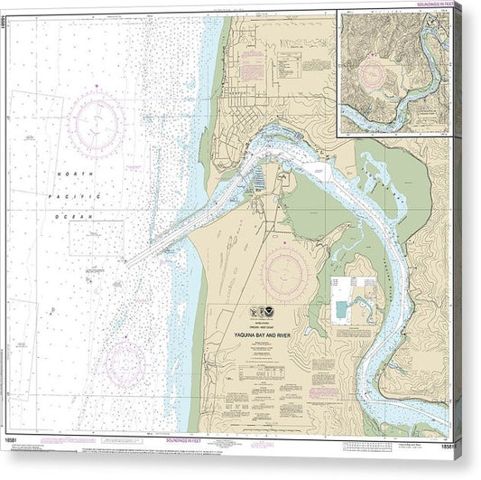 Nautical Chart-18581 Yaquina Bay-River, Continuation-Yaquina River  Acrylic Print