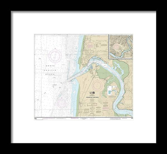 Nautical Chart-18581 Yaquina Bay-river, Continuation-yaquina River - Framed Print