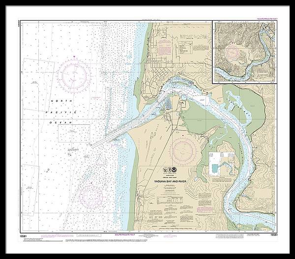 Nautical Chart-18581 Yaquina Bay-river, Continuation-yaquina River - Framed Print