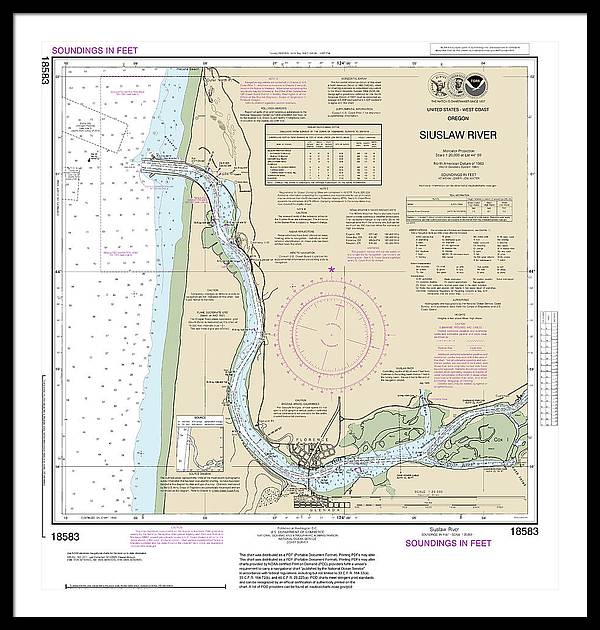 Nautical Chart-18583 Siuslaw River - Framed Print