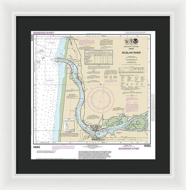 Nautical Chart-18583 Siuslaw River - Framed Print