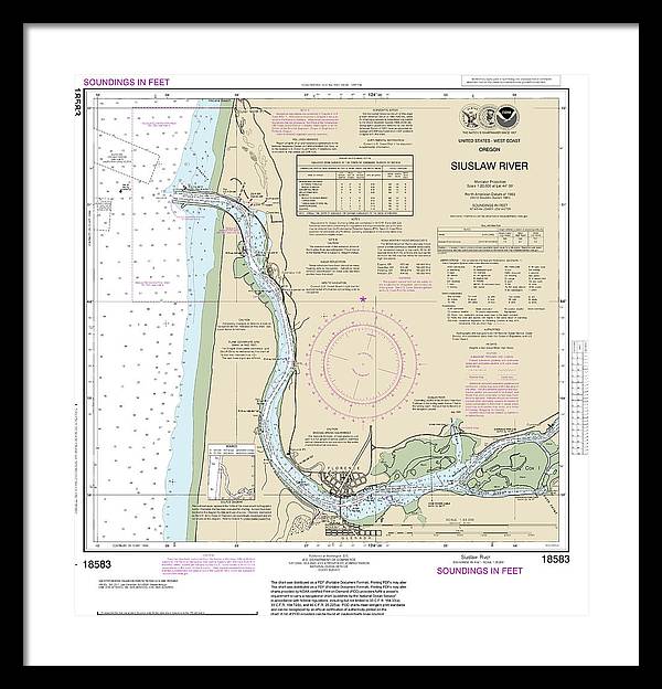 Nautical Chart-18583 Siuslaw River - Framed Print