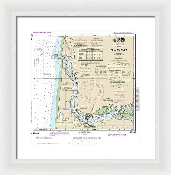 Nautical Chart-18583 Siuslaw River - Framed Print