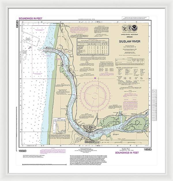 Nautical Chart-18583 Siuslaw River - Framed Print