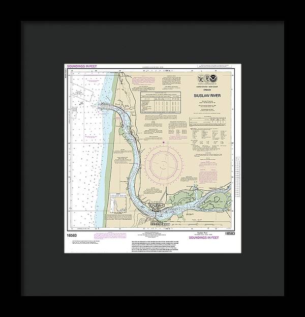 Nautical Chart-18583 Siuslaw River - Framed Print