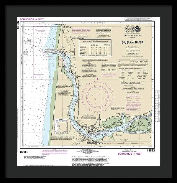 Nautical Chart-18583 Siuslaw River - Framed Print