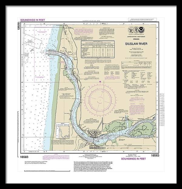 Nautical Chart-18583 Siuslaw River - Framed Print