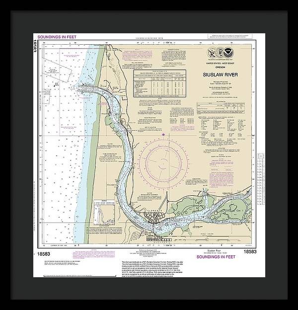 Nautical Chart-18583 Siuslaw River - Framed Print