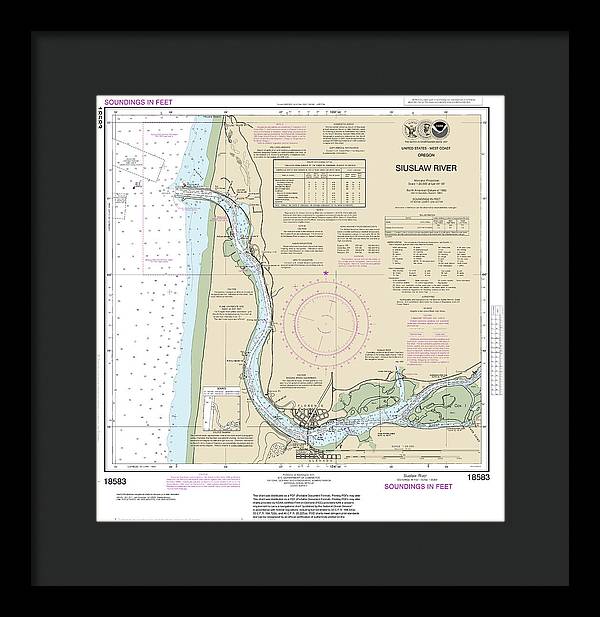 Nautical Chart-18583 Siuslaw River - Framed Print