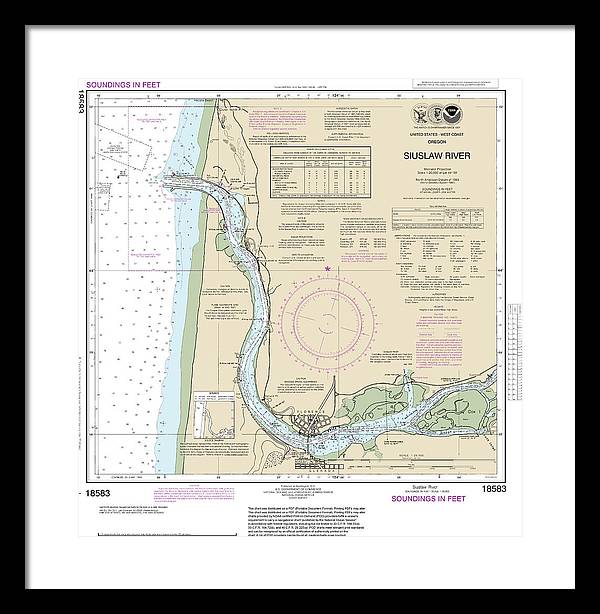 Nautical Chart-18583 Siuslaw River - Framed Print