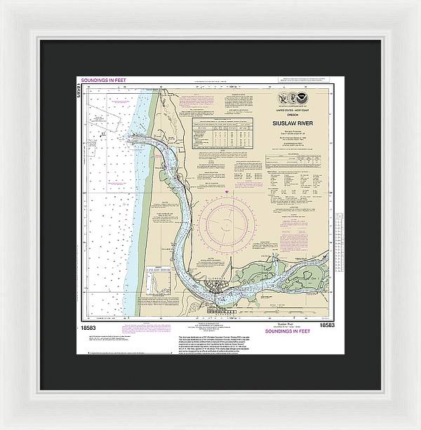 Nautical Chart-18583 Siuslaw River - Framed Print