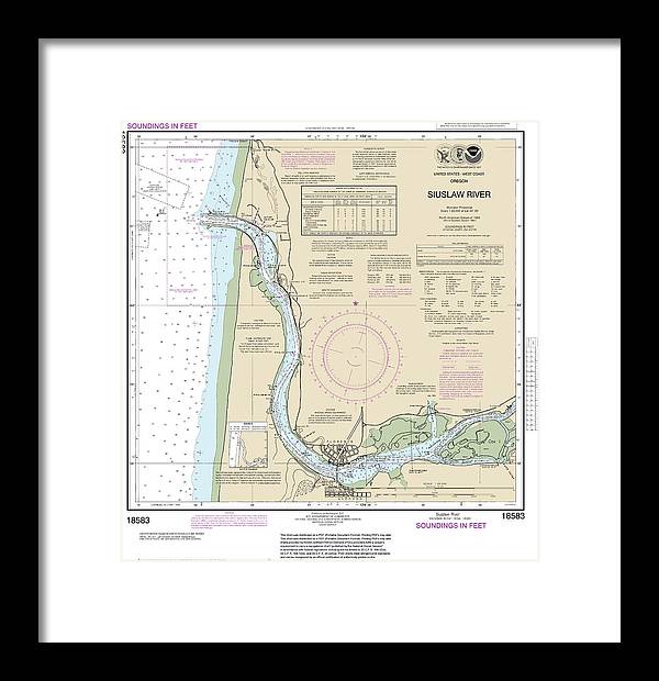 Nautical Chart-18583 Siuslaw River - Framed Print