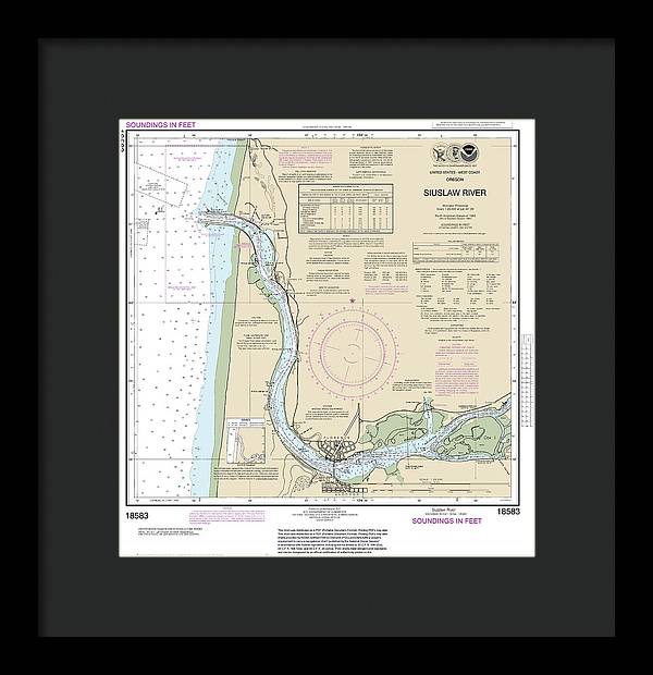 Nautical Chart-18583 Siuslaw River - Framed Print