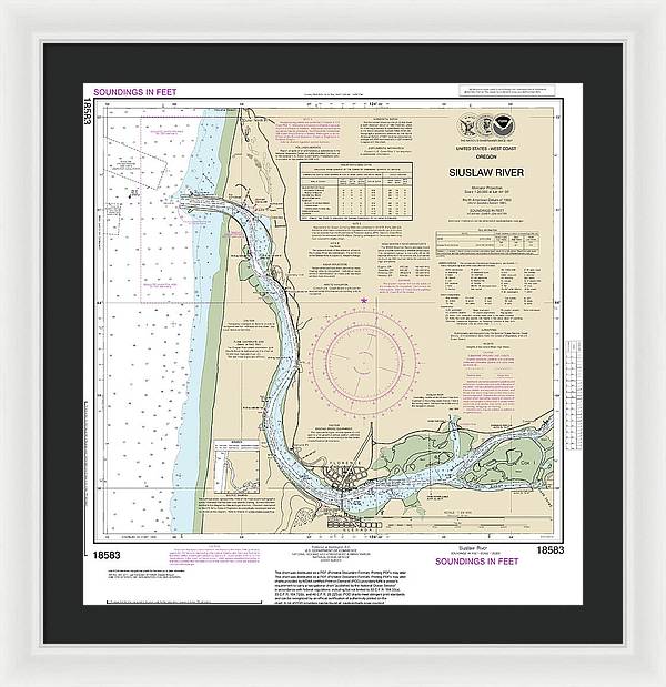 Nautical Chart-18583 Siuslaw River - Framed Print