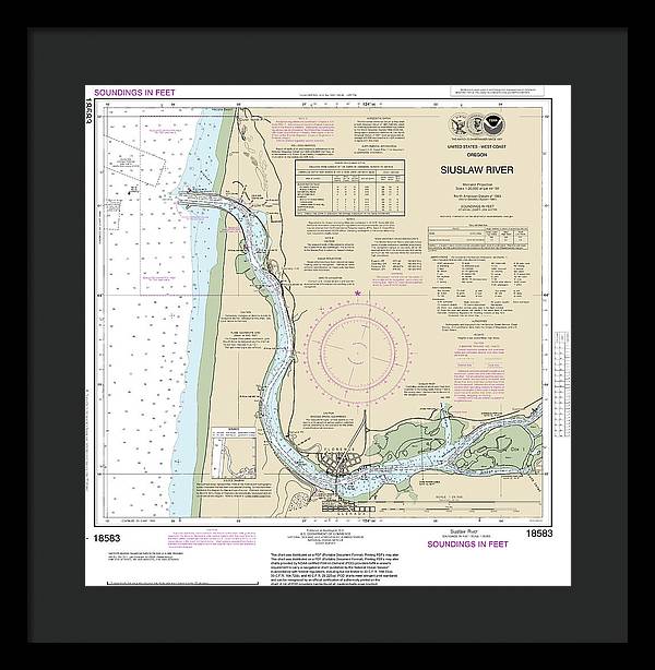 Nautical Chart-18583 Siuslaw River - Framed Print