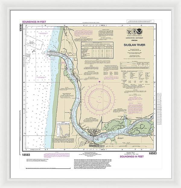 Nautical Chart-18583 Siuslaw River - Framed Print