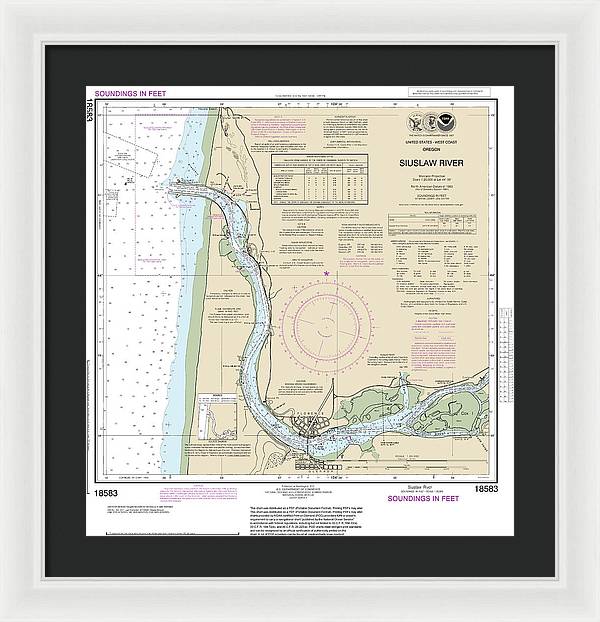 Nautical Chart-18583 Siuslaw River - Framed Print